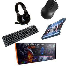 Kit Gamer KR K80 Teclado + Audífonos + Mouse + Mousepad