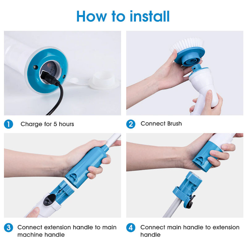 Cepillo eléctrico 360 para limpieza profunda de baldosas y azulejos