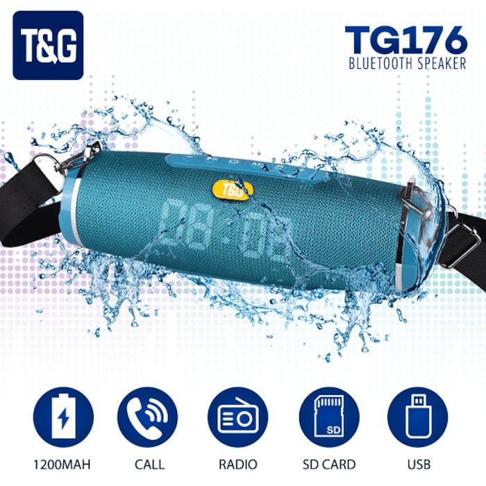 Parlante Portatil T&G Bluetooth Tg-176 Portable - Reloj - Fm – Temperatura - MOLA VARIEDADES