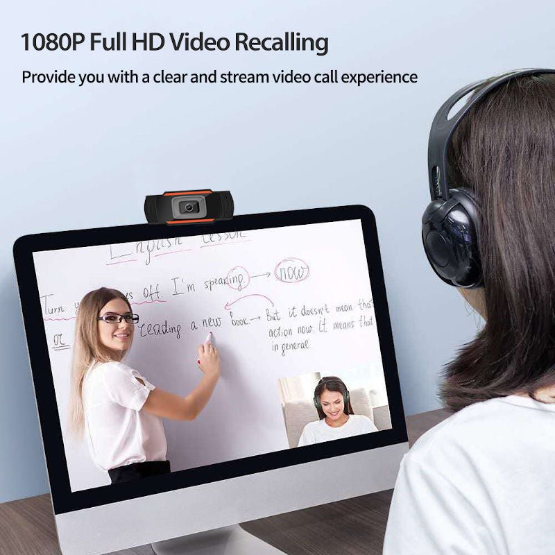 Webcam de ordenador Full HD, cámara web digital giratoria con USB y micrófono, 1080P